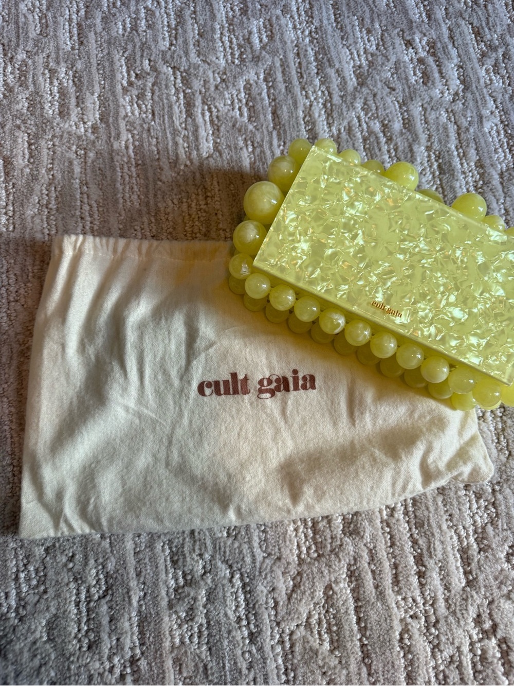 Cult Gaia Eos Yellow Beaded Acrylic Clutch - Picture 8 of 8